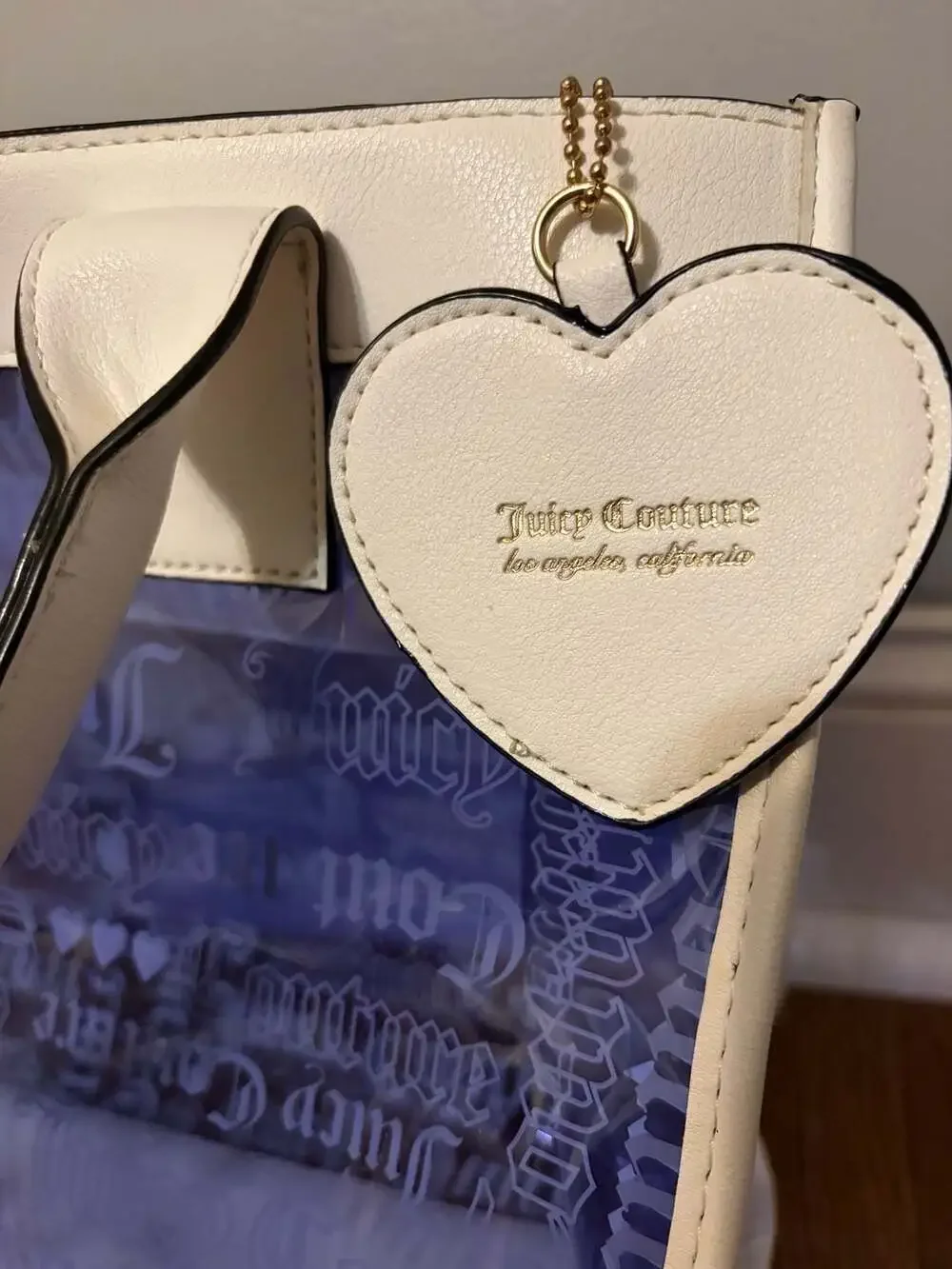 Juicy Couture Heart Dazzling Clear Blue Beachin Large Tote & Pouch 2-Piece Set